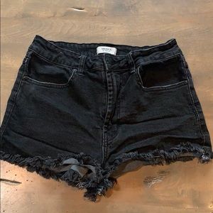 Black jean shorts